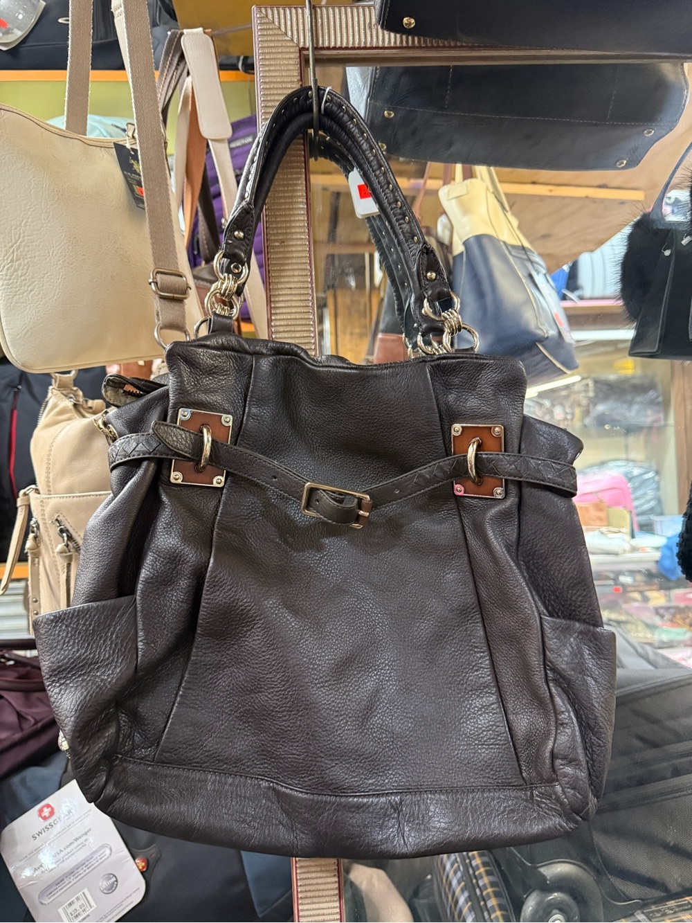 Elliot Lucca Real Leather Tote Bag in Dark Brown - Versatile Everyday Carry